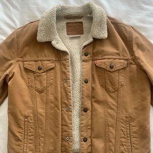 Levi Premium Canvas Sherpa trucker Jacket Size Large L